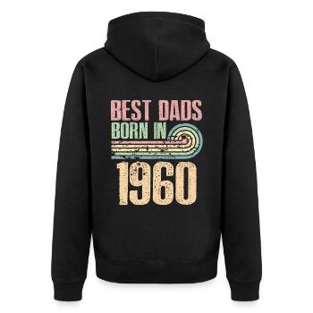 Die Besten Väter Sind 1960 Geboren, 63 Jahre Alt, - Unisex Premium Bio Zip Hoodie - Schwarz - Hinten - Nico (187cm)