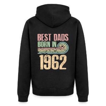 Die Besten Väter Sind 1962 Geboren, 61 Jahre Alt, - Unisex Premium Bio Zip Hoodie - Schwarz - Hinten - Nico (187cm)