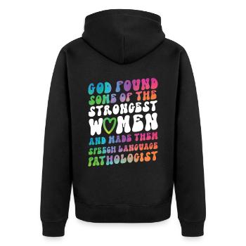 Speech Therapist Therapy Assistant - Unisex Premium Bio Zip Hoodie - Schwarz - Hinten - Nico (187cm)
