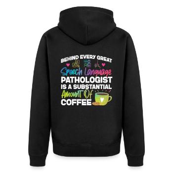 Speech Therapist Therapy Assistant - Unisex Premium Organic Zip Hoodie - black - Back - Nico (187cm)