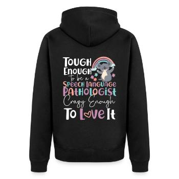 Speech Therapist Therapy Assistant - Unisex Premium Bio Zip Hoodie - Schwarz - Hinten - Nico (187cm)