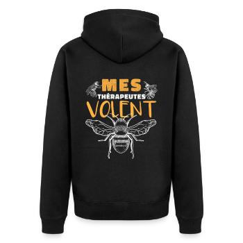 Apiculture Humour - Veste à capuche bio Premium Unisexe - noir - Dos - Nico (187cm)