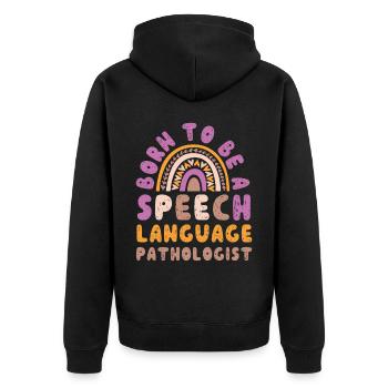 Speech Therapist Therapy Assistant - Unisex Premium Bio Zip Hoodie - Schwarz - Hinten - Nico (187cm)
