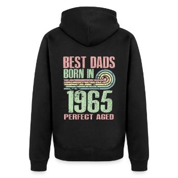 Les meilleurs pères sont nés en 1965, 58 ans, - Veste à capuche bio Premium Unisexe - noir - Dos - Nico (187cm)
