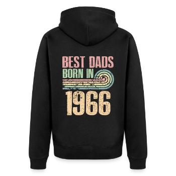 Die Besten Väter Sind 1966 Geboren, 57 Jahre Alt, - Unisex Premium Bio Zip Hoodie - Schwarz - Hinten - Nico (187cm)