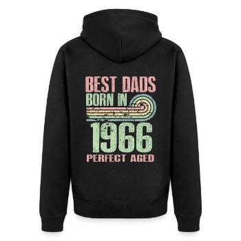 Die Besten Väter Sind 1966 Geboren, 57 Jahre Alt, - Unisex Premium Bio Zip Hoodie - Schwarz - Hinten - Nico (187cm)