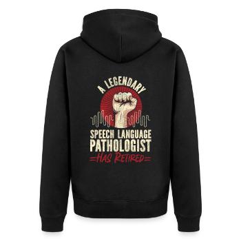 Speech Therapist Therapy Assistant - Unisex Premium Bio Zip Hoodie - Schwarz - Hinten - Nico (187cm)