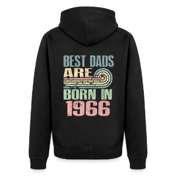 Die Besten Väter Sind 1966 Geboren, 57 Jahre Alt, - Unisex Premium Bio Zip Hoodie - Schwarz - Hinten - Nico (187cm)