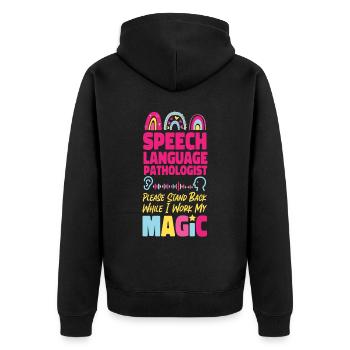 Speech Therapist Therapy Assistant - Unisex Premium Organic Zip Hoodie - black - Back - Nico (187cm)