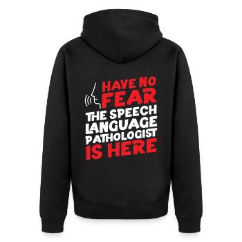 Speech Therapist Therapy Assistant - Unisex Premium Bio Zip Hoodie - Schwarz - Hinten - Nico (187cm)
