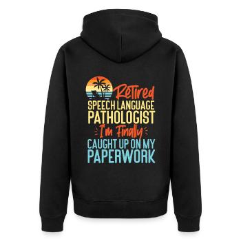 Speech Therapist Therapy Assistant - Unisex Premium Organic Zip Hoodie - black - Back - Nico (187cm)