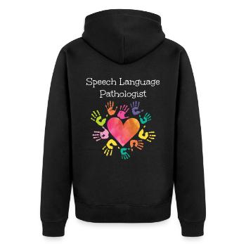 Speech Therapist Therapy Assistant - Unisex Premium Bio Zip Hoodie - Schwarz - Hinten - Nico (187cm)