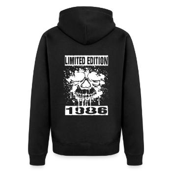 Limited Edition 1986 - Unisex Premium Organic Zip Hoodie - black - Back - Nico (187cm)