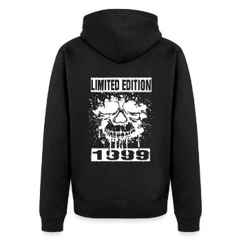 Limited Edition 1999 - Unisex Premium Bio Zip Hoodie - Schwarz - Hinten - Nico (187cm)