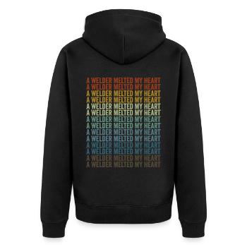 Ein Schweißer brachte mein Herz zum Schmelzen Schw - Unisex Premium Bio Zip Hoodie - Schwarz - Hinten - Nico (187cm)
