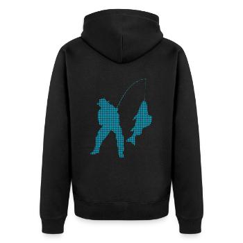 Angling - Unisex Premium Organic Zip Hoodie - black - Back - Nico (187cm)