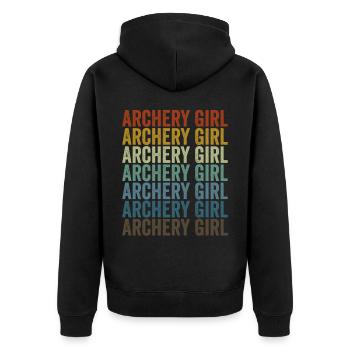 Bogenschießen Mädchen Bogenschütze Bogen und Pfeil - Unisex Premium Bio Zip Hoodie - Schwarz - Hinten - Nico (187cm)