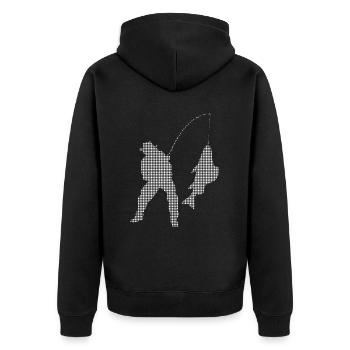 Angling - Unisex Premium Organic Zip Hoodie - black - Back - Nico (187cm)