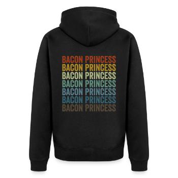 Speck-Prinzessin Speck-Liebhaber-Prinzessin - Unisex Premium Bio Zip Hoodie - Schwarz - Hinten - Nico (187cm)