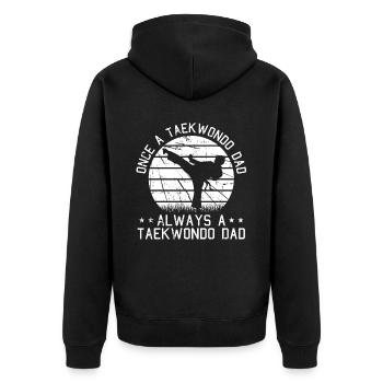 Taekwondo Vater Taekwondo Vater - Unisex Premium Bio Zip Hoodie - Schwarz - Hinten - Nico (187cm)