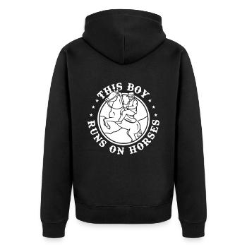Pferd Reitsport Junge Ausdauerreiten - Unisex Premium Bio Zip Hoodie - Schwarz - Hinten - Nico (187cm)