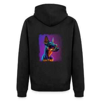 Chiens Cartoon Miniature Pinscher Design Dog Lovers - Veste à capuche bio Premium Unisexe - noir - Dos - Nico (187cm)