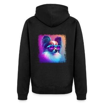 Dog Saying Papillon Design for Dog Lovers - Unisex Premium Organic Zip Hoodie - black - Back - Nico (187cm)