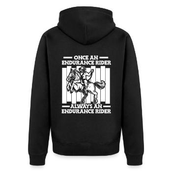 Pferd Reitsport Cowboy Ausdauerreiten - Unisex Premium Bio Zip Hoodie - Schwarz - Hinten - Nico (187cm)