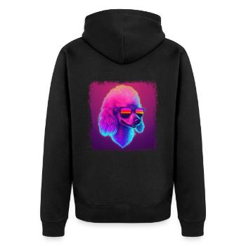 Dog Cartoon Poodle Design for Dog Lovers - Unisex Premium Organic Zip Hoodie - black - Back - Nico (187cm)