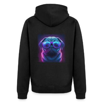 Hunde Spruch Mops Design für Hundeliebhaber - Unisex Premium Bio Zip Hoodie - Schwarz - Hinten - Nico (187cm)