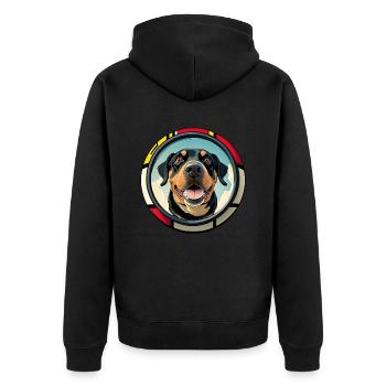 Hunde Spruch Rottweiler Cartoon für Hundeliebhaber - Unisex Premium Bio Zip Hoodie - Schwarz - Hinten - Nico (187cm)