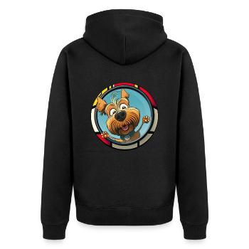 Hunde Cartoon Yorkshire Terrier Design - Unisex Premium Bio Zip Hoodie - Schwarz - Hinten - Nico (187cm)