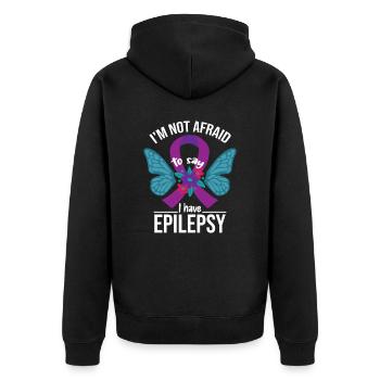 Ich habe Epilepsie - Unisex Premium Bio Zip Hoodie - Schwarz - Hinten - Nico (187cm)