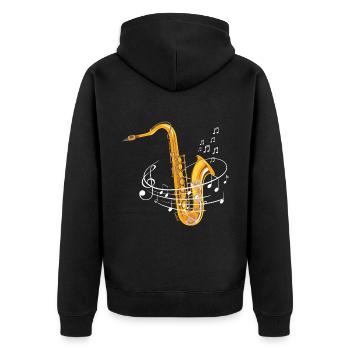 Saxophonist Colorful Music Notes For Saxophone Pla - Unisex Premium Bio Zip Hoodie - Schwarz - Hinten - Nico (187cm)