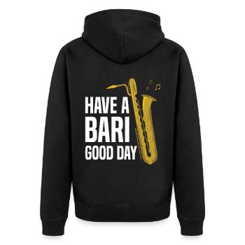 Have A Bari Good Day Funny Saxophone Player For Ja - Unisex Premium Bio Zip Hoodie - Schwarz - Hinten - Nico (187cm)