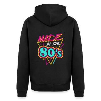 Made In The 80s Retro Karneval 80er Mottoparty - Unisex Premium Bio Zip Hoodie - Schwarz - Hinten - Nico (187cm)