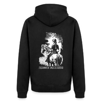 Zusammen Unschlagbar - Unisex Premium Bio Zip Hoodie - Schwarz - Hinten - Nico (187cm)