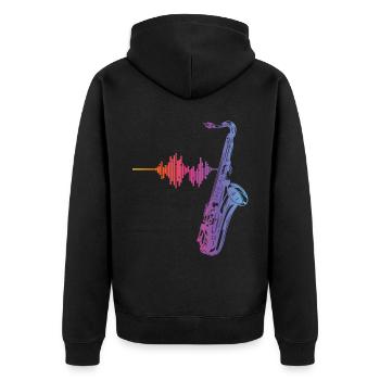 Saxophone Heartbeat/ Frequency For Saxophone Playe - Unisex Premium Bio Zip Hoodie - Schwarz - Hinten - Nico (187cm)