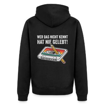 80er Jahre 90er Jahre Kassette Stift Retro Lustig - Unisex Premium Bio Zip Hoodie - Schwarz - Hinten - Nico (187cm)