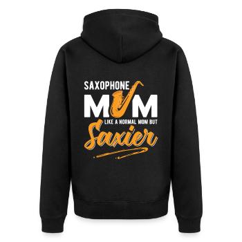 Saxophone Mom Like A Normal but Saxier For Saxopho - Unisex Premium Bio Zip Hoodie - Schwarz - Hinten - Nico (187cm)