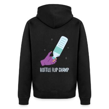 Bottle Flip Champ Flasche - Unisex Premium Organic Zip Hoodie - black - Back - Nico (187cm)