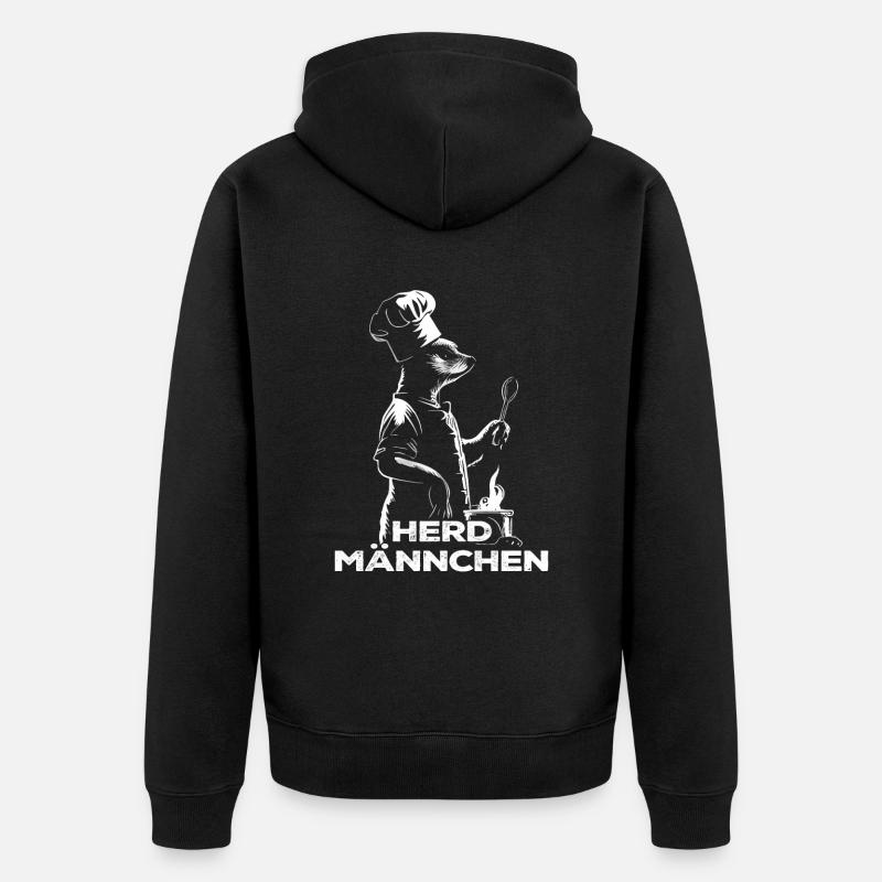 Herdmännchen Essen Kochen Lustiger Koch - Unisex Premium Bio Zip Hoodie - Schwarz