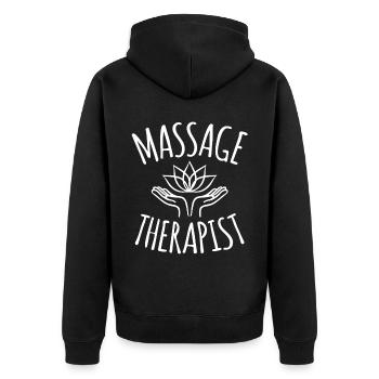 Massage Therapist Lotus Hand For Massage Therapist - Unisex Premium Organic Zip Hoodie - black - Back - Nico (187cm)