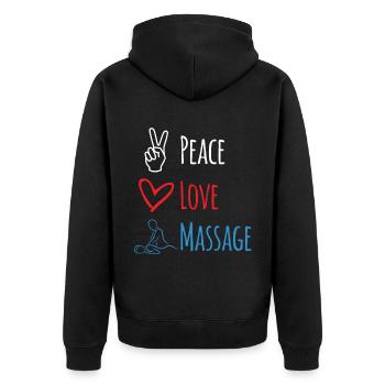 Peace Love Massage For Massage Therapist - Unisex Premium Organic Zip Hoodie - black - Back - Nico (187cm)