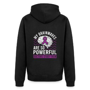 Ondes cérébrales Cerveau Ruban violet Épileptique - Veste à capuche bio Premium Unisexe - noir - Dos - Nico (187cm)