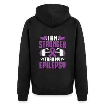 Epilepsy Purple Ribbon Epileptic epilepsy - Unisex Premium Organic Zip Hoodie - black - Back - Nico (187cm)