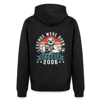 Legends Were Born In October 2006 Sloth Sloth - Unisex Premium Organic Zip Hoodie - black - Back - Nico (187cm)