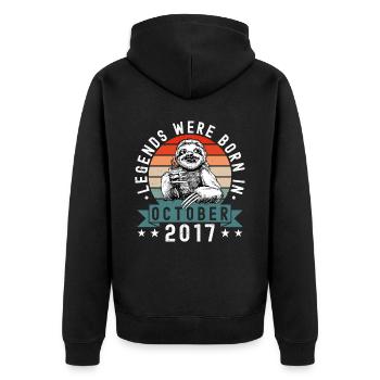 Les légendes sont nées en octobre 2017 Paresseux paresseux - Veste à capuche bio Premium Unisexe - noir - Dos - Nico (187cm)