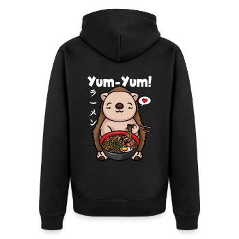 Japon Anime Hérisson Ramen Nouilles Manga Kawaii - Veste à capuche bio Premium Unisexe - noir - Dos - Nico (187cm)