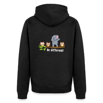 Be Different Elephant Be You Autism Elephant - Unisex Premium Organic Zip Hoodie - black - Back - Nico (187cm)